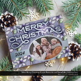 Silver Frohe Weihnachten Lila Poinsettia Snowflake