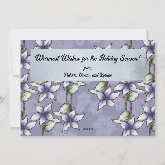 Silver Frohe Weihnachten Lila Poinsettia Snowflake (Rückseite)