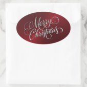 Silver Frohe Weihnachts Red Sticker Embossed Look (Tasche)