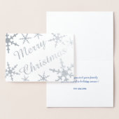 Silver Frohe Weihnachts-Script Snowflakes Folienkarte (Anzeige)