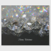 Silver Frohe Weihnachts Text Shiny Diamonds Black Geschenkpapier (Flach)