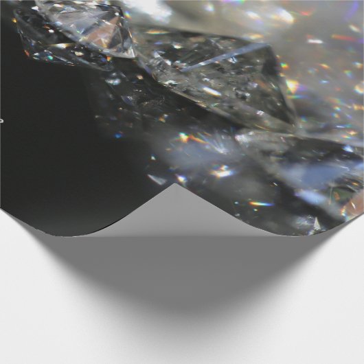 Silver Frohe Weihnachts Text Shiny Diamonds Black Geschenkpapier (Ecke)