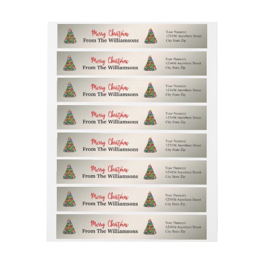 Silver Frohe Weihnachtsbaumen Rücksendeadresse (Bogen)