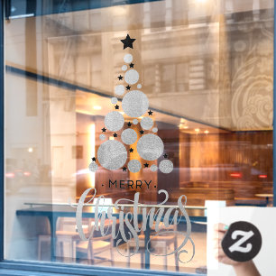 Silver Frohe Weihnachtsbaumstars Urlaub Fensteraufkleber