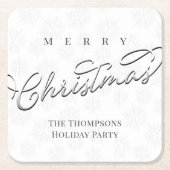 Silver Frohe Weihnachtsschrift Custom Rechteckiger Pappuntersetzer (Vorderseite)