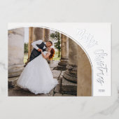 Silver Frohe Weihnachtsschrift Folien Feiertagskarte (Vorderseite)