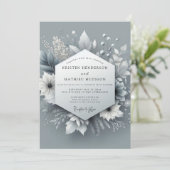 Silver Frost Botanical Wedding Einladung (Stehend Vorderseite)