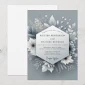 Silver Frost Botanical Wedding Einladung (Vorne/Hinten)