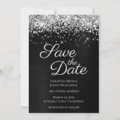 Silver Funkelnd Glitzer Black Ombre Foil Save The Date (Vorderseite)