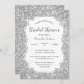 Silver Funkelnd Glitzer Brautparty Einladung (Vorne/Hinten)