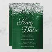 Silver Funkelnd Glitzer Dunkle grüne Ombre Foil Save The Date (Vorne/Hinten)