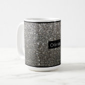 Silver Funkelnd Glitzer mit Personalisiertem Namen Kaffeetasse (Vorderseite Links)