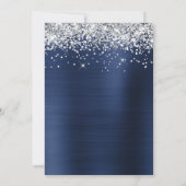 Silver Funkelnd Glitzer Navy Blue Foil Holiday Einladung (Rückseite)