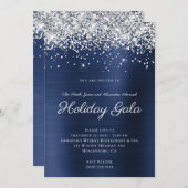 Silver Funkelnd Glitzer Navy Blue Foil Holiday Einladung (Vorne/Hinten)
