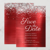 Silver Funkelnd Glitzer Ruby Red Ombre Foil Save The Date (Vorne/Hinten)