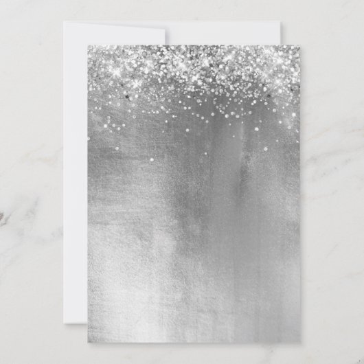Silver Funkelnd Glitzer und Shiny Ombre Foil Save The Date (Rückseite)