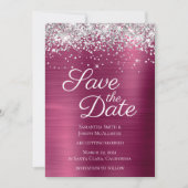 Silver Funkelnd Glitzer Wine Ombre Fossilien Save The Date (Vorderseite)