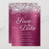 Silver Funkelnd Glitzer Wine Ombre Fossilien Save The Date (Vorne/Hinten)