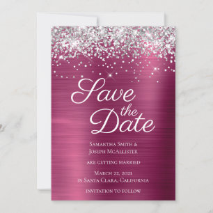 Silver Funkelnd Glitzer Wine Ombre Fossilien Save The Date