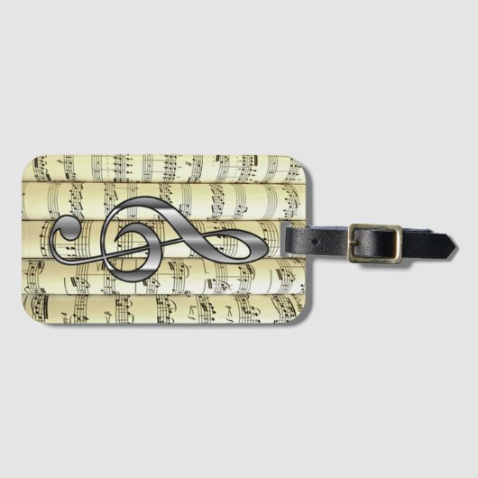 Silver G clever on Rolled Sheet Music ~ Gepäckanhänger (Vorderseite (Horizontal))
