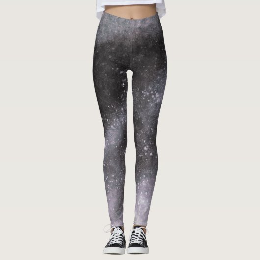 Silver Galaxy Sparkle Abstrakte Leggings (Vorderseite)