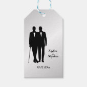 Silver Gay Wedding Grooms mit Namen und Datum Geschenkanhänger (Vorderseite)