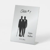 Silver Gay Wedding Grooms mit Namen und Datum Sockelschild (Vorderseite)
