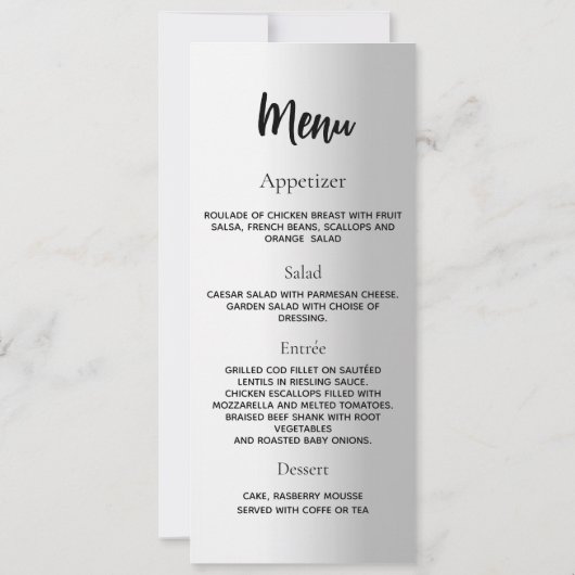 Silver Geburtstag Programm Dinner Menü Karte (Rückseite)