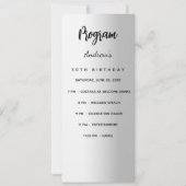 Silver Geburtstag Programm Dinner Menü Karte (Vorderseite)