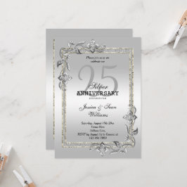 Silver Gem & Glitzer 25. Hochzeitstag Einladung
