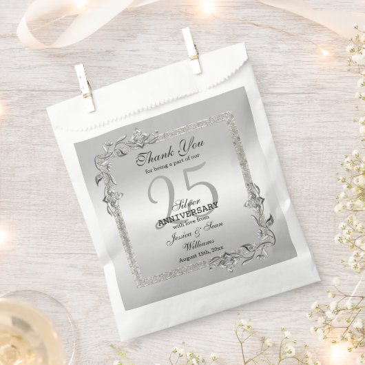 Silver Gem & Glitzer 25. Hochzeitstag Geschenktütchen (Ausgeschnitten)