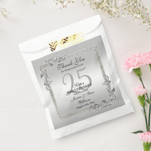 Silver Gem & Glitzer 25. Hochzeitstag Geschenktütchen (Versiegelt)