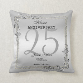 Silver Gem & Glitzer 25. Hochzeitstag Kissen