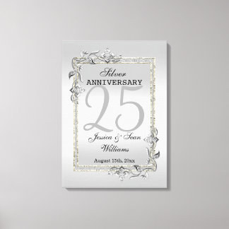 Silver Gem & Glitzer 25. Hochzeitstag Leinwanddruck
