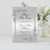 Silver Gem & Glitzer 25. Hochzeitstag Save The Date (Stehend Vorderseite)