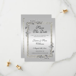 Silver Gem & Glitzer 25. Hochzeitstag Save The Date