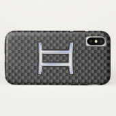 Silver Gemini-Zeichen auf Holzkohlefaser-Printwerb Case-Mate iPhone Hülle (Rückseite (Horizontal))