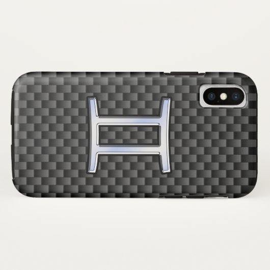 Silver Gemini-Zeichen auf Holzkohlefaser-Printwerb Case-Mate iPhone Hülle (Rückseite (Horizontal))