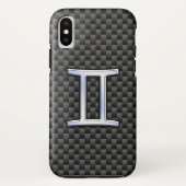 Silver Gemini-Zeichen auf Holzkohlefaser-Printwerb Case-Mate iPhone Hülle (Rückseite)