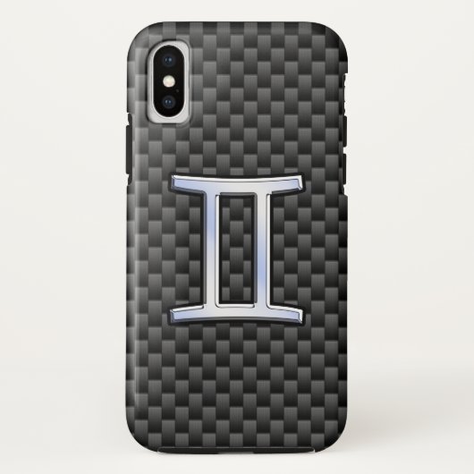 Silver Gemini-Zeichen auf Holzkohlefaser-Printwerb Case-Mate iPhone Hülle (Rückseite)