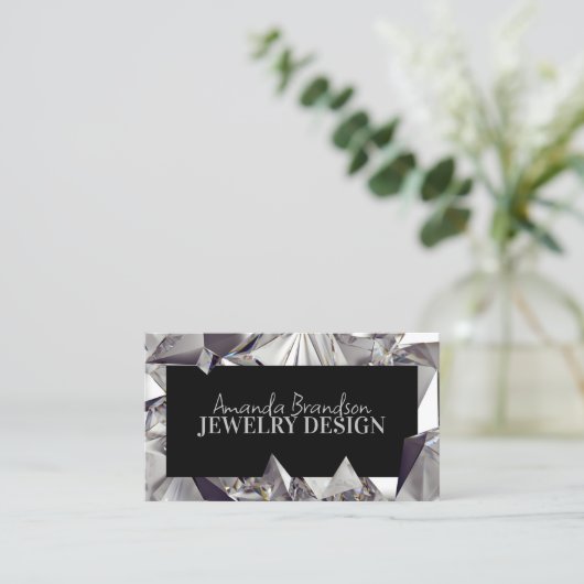 Silver Gemstone Diamond Jeweler Juwelier Design Visitenkarte (Stehend Vorderseite)