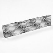 Silver Geometric Abstrakt Namensplakette