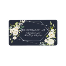 Silver Geometric Blue White Floral Address