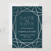 Silver Geometric Diamond Wedding Save the Date (Vorderseite)
