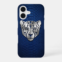 Silver Geometric Leopard Blue Snakeskin iPhone 16  Hülle