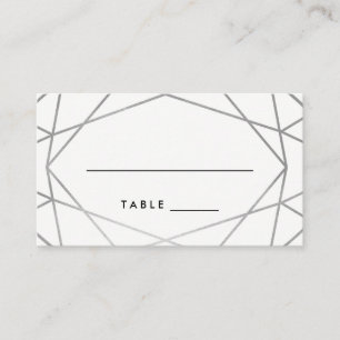 Silver Geometric Wedding Escort Karten