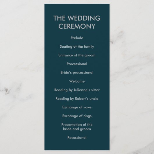 Silver Geometric Wedding Zeremony Program Programm (Rückseite)