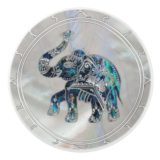 Silver Gerahmt Elephant on Abalone and Pearl Keramikknauf (Vorderseite)