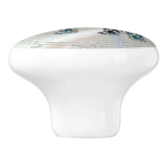 Silver Gerahmt Elephant on Abalone and Pearl Keramikknauf (Seitenansicht)