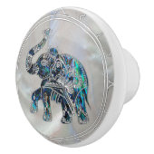 Silver Gerahmt Elephant on Abalone and Pearl Keramikknauf (Rechts)